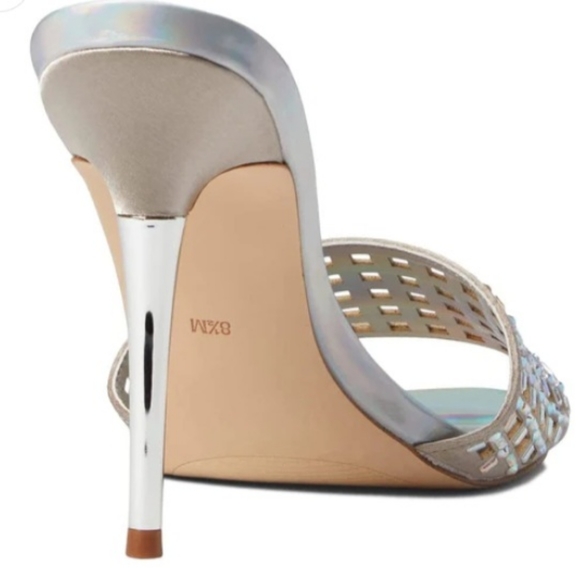 GUESS Mably Rhinestone Stiletto Dress Sandals Mules Sexy High Heels NEW SZ 10M - Picture 4 of 16